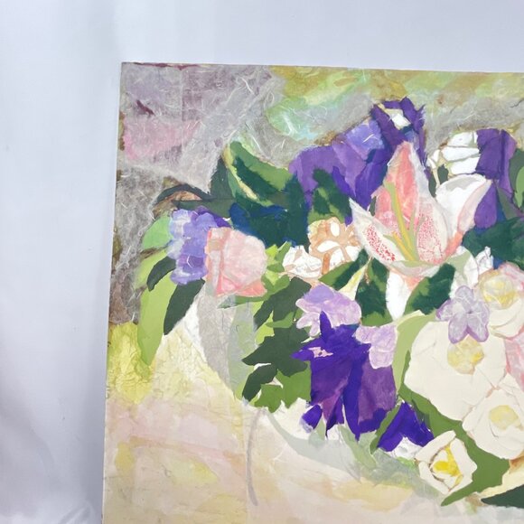 Floral Collage Painting On Paper Mixed Media on Paper - Picture 7 of 9